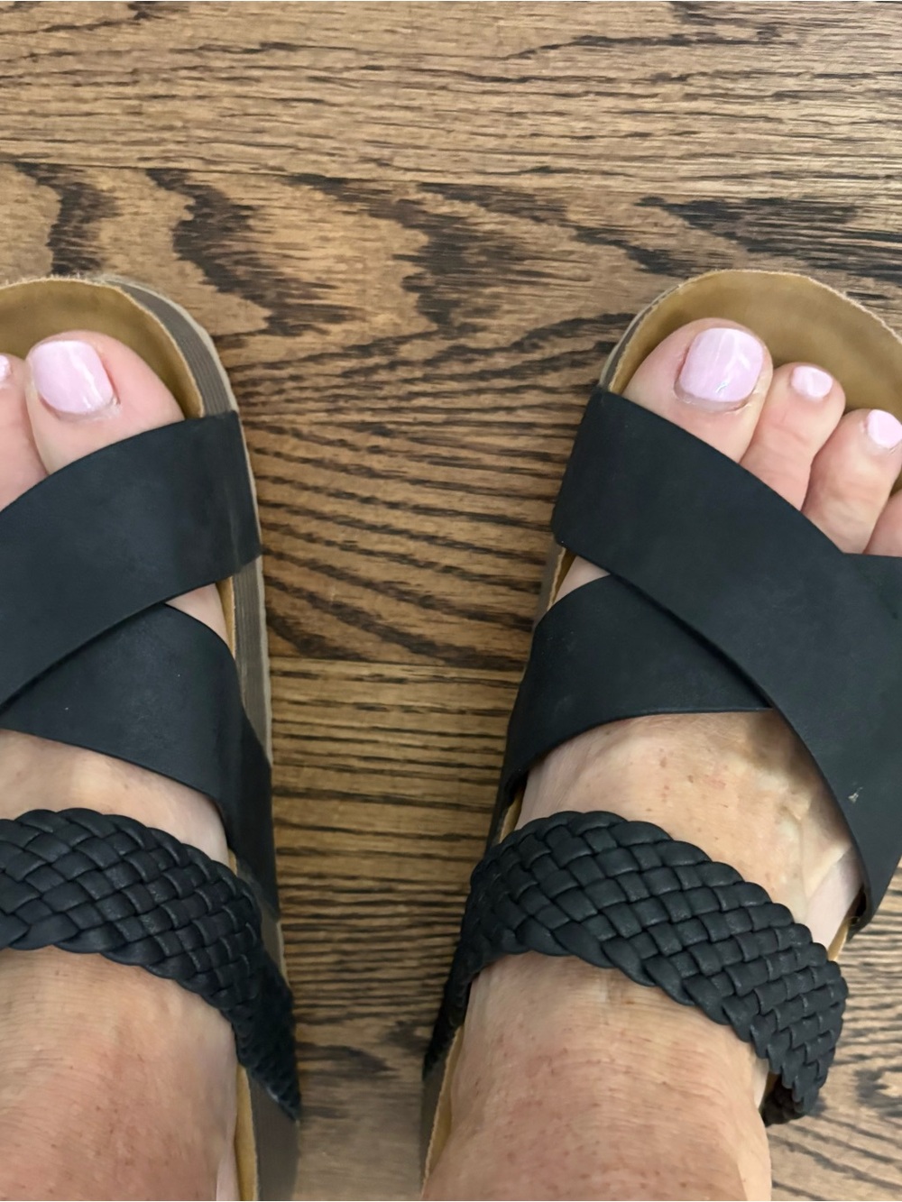 SHEIN Black Crisscross Wedge Sandals with Braided Strap